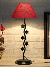 Pink Jute Zig Zag Table Star Lamp with Iron Base (AE09)